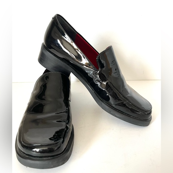 Franco Sarto Black Patent Leather Women Bocca Square Toe Loafer Slip On Size 7 - Picture 2 of 13